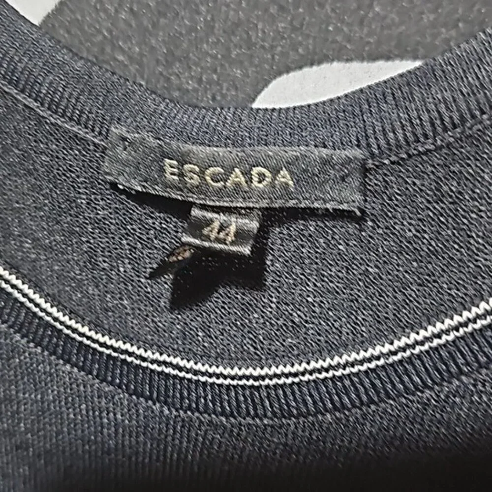 Escada Polkadot Silk Open Sleeve Blouse Top Size Large